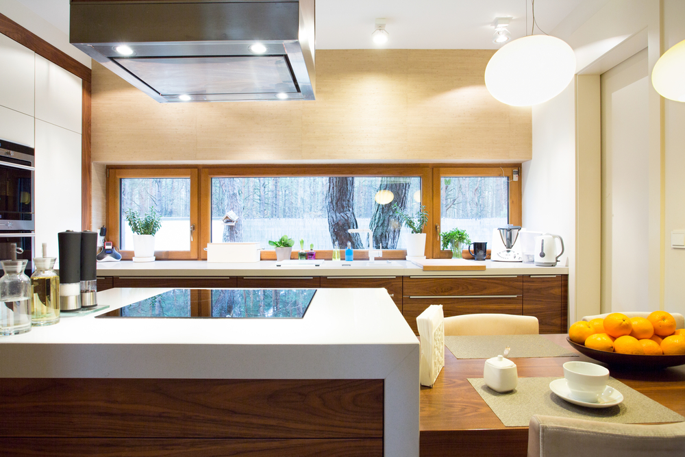 Kitchen with wood and marble countertops