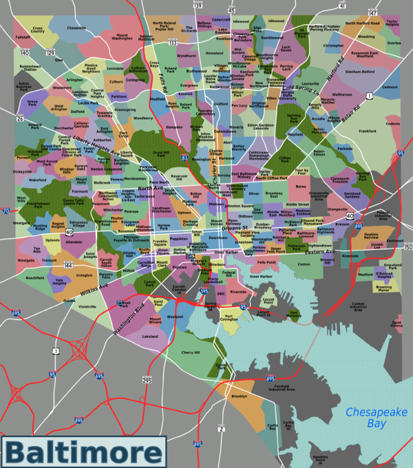 Map of Baltimore neighborhoods