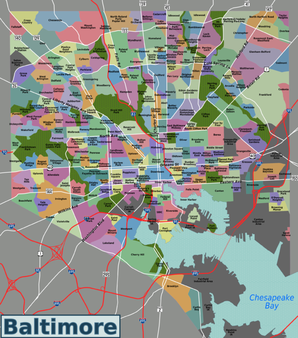 Map of Baltimore neighborhoods 