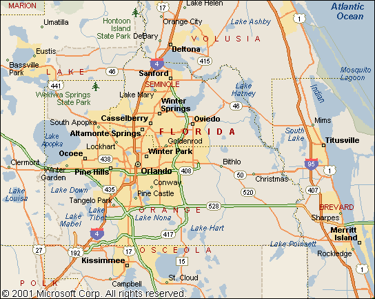 Map of Orlando neighborhoods
