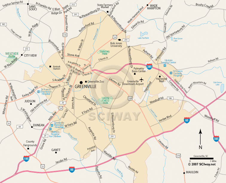 Map of Greenville neighborhoods
