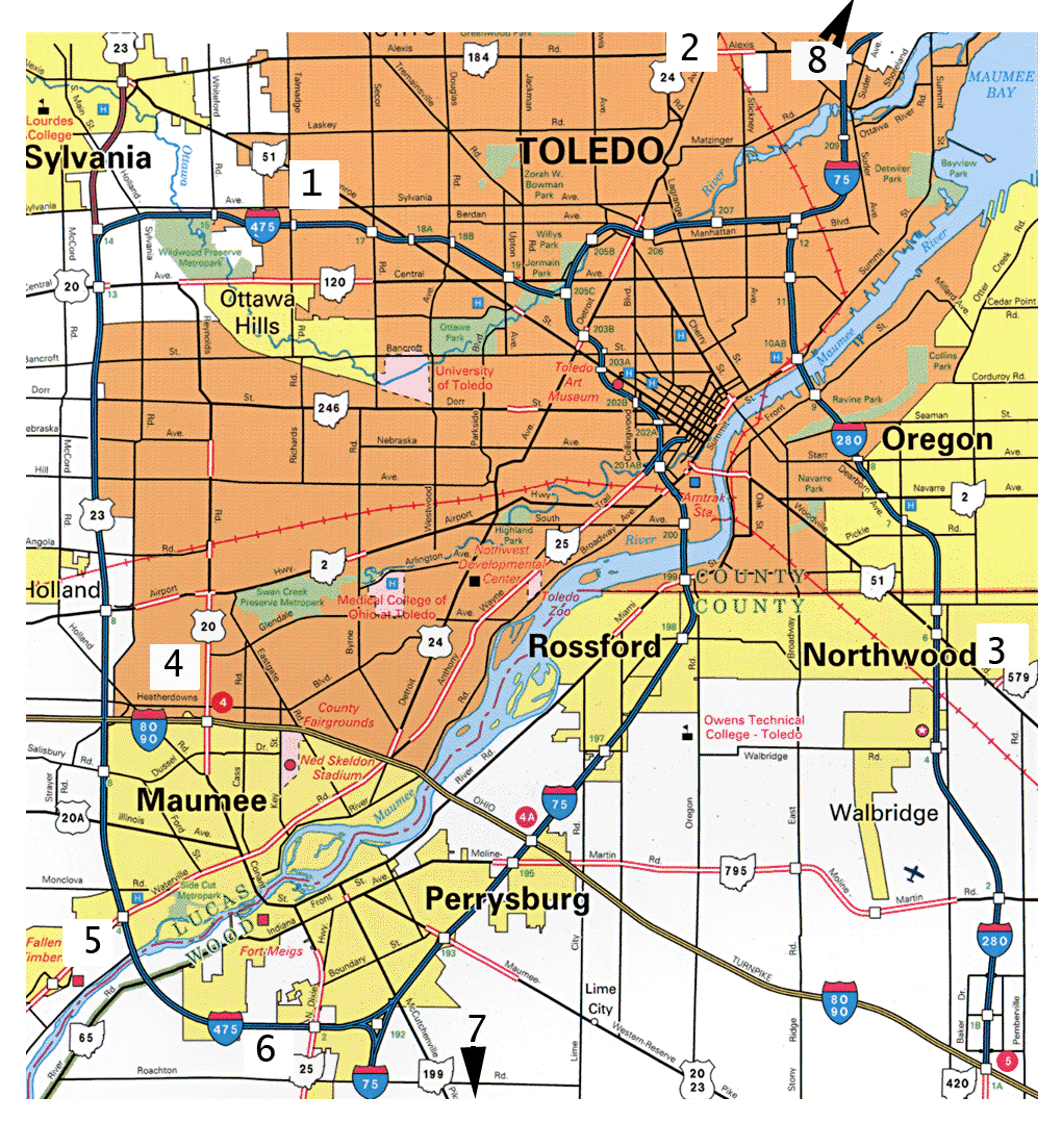 Map of Toledo neighborhoods