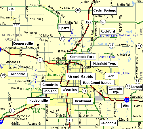 Map of Grand Rapids neighborhoods