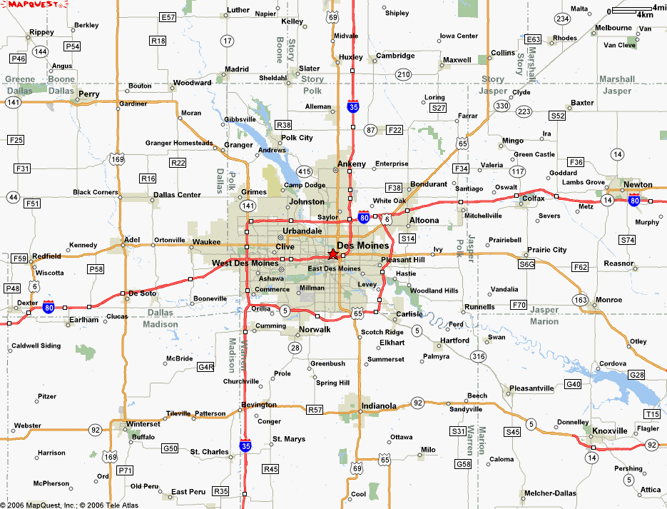 Map of Des Moines neighborhoods