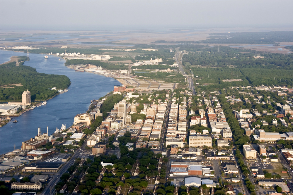 Aerial view of Savannah, Georgia