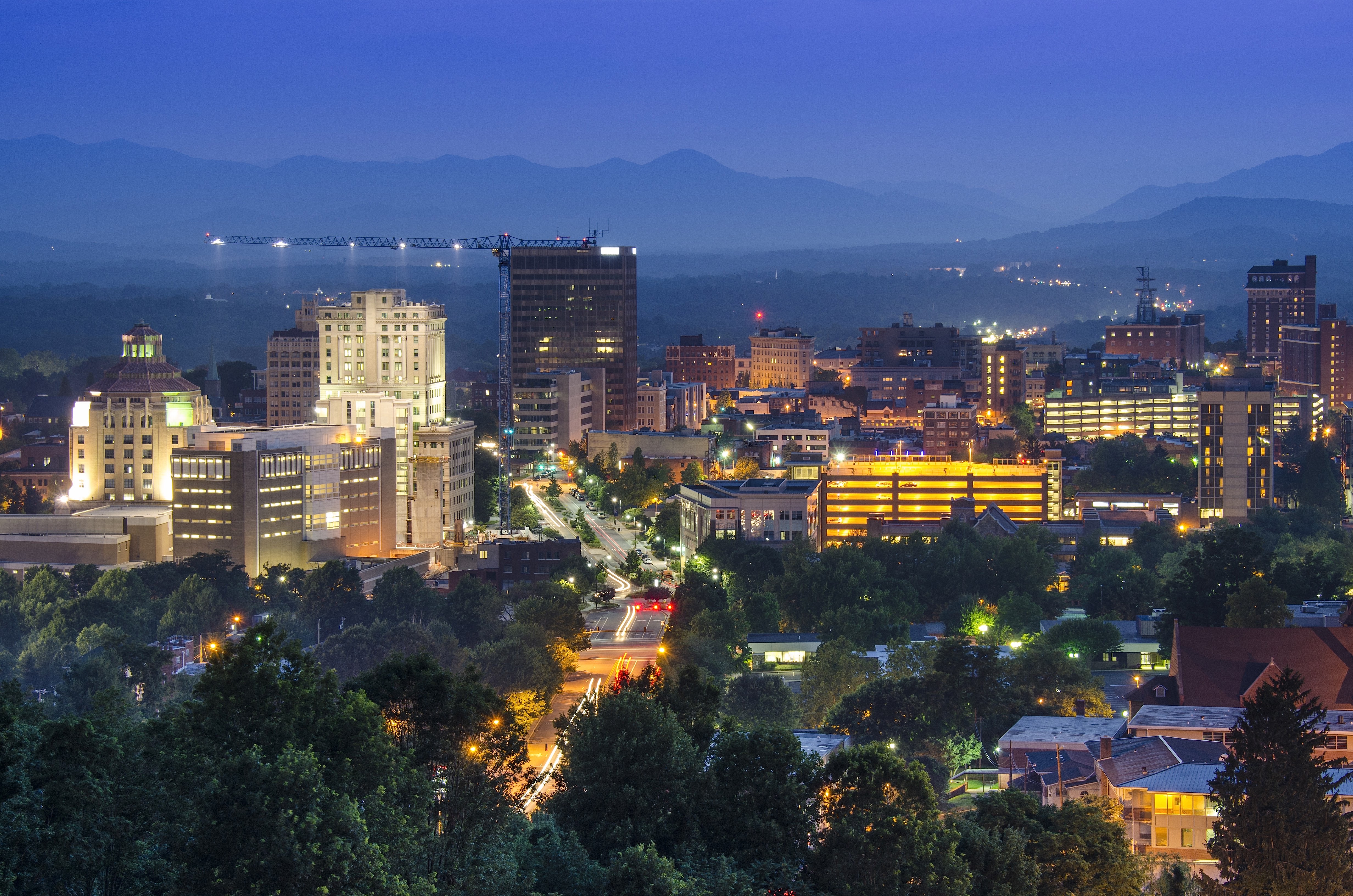 ashville skyline at night