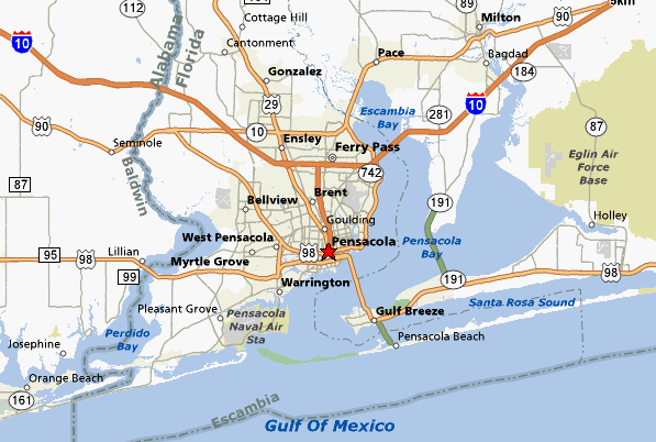 Map of Pensacola neighborhoods