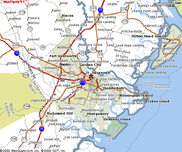 Map of Savannah neighborhoods