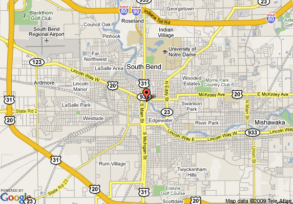 Map of South Bend Indiana