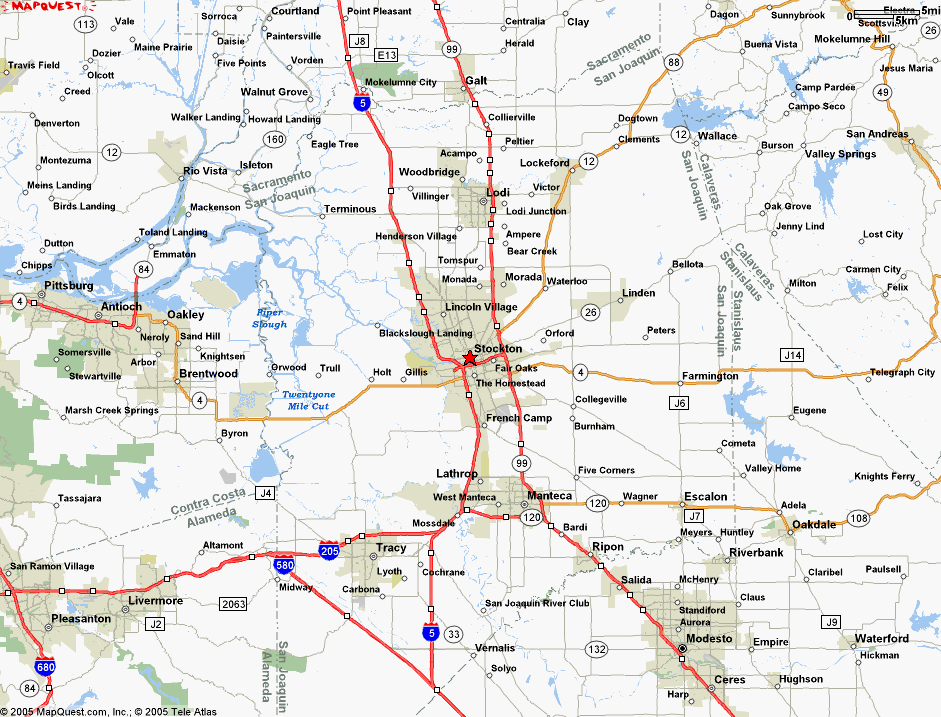 Map of Stockton neighborhoods