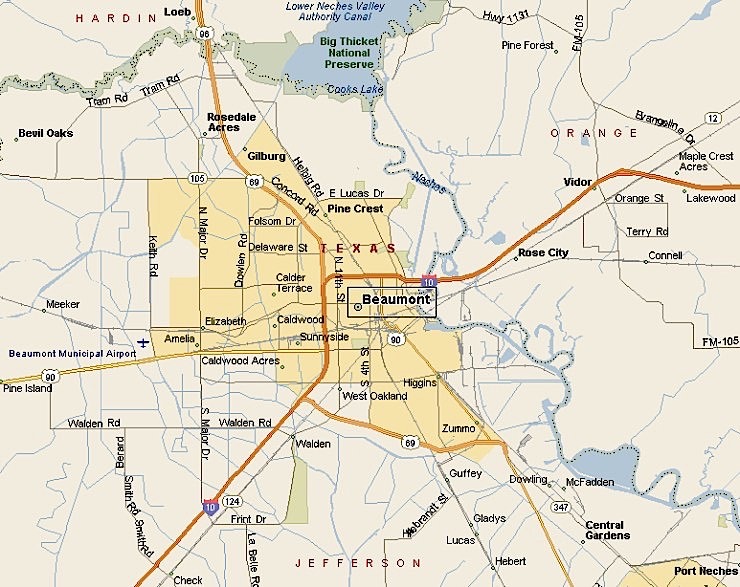 Map of Beaumont neighborhoods