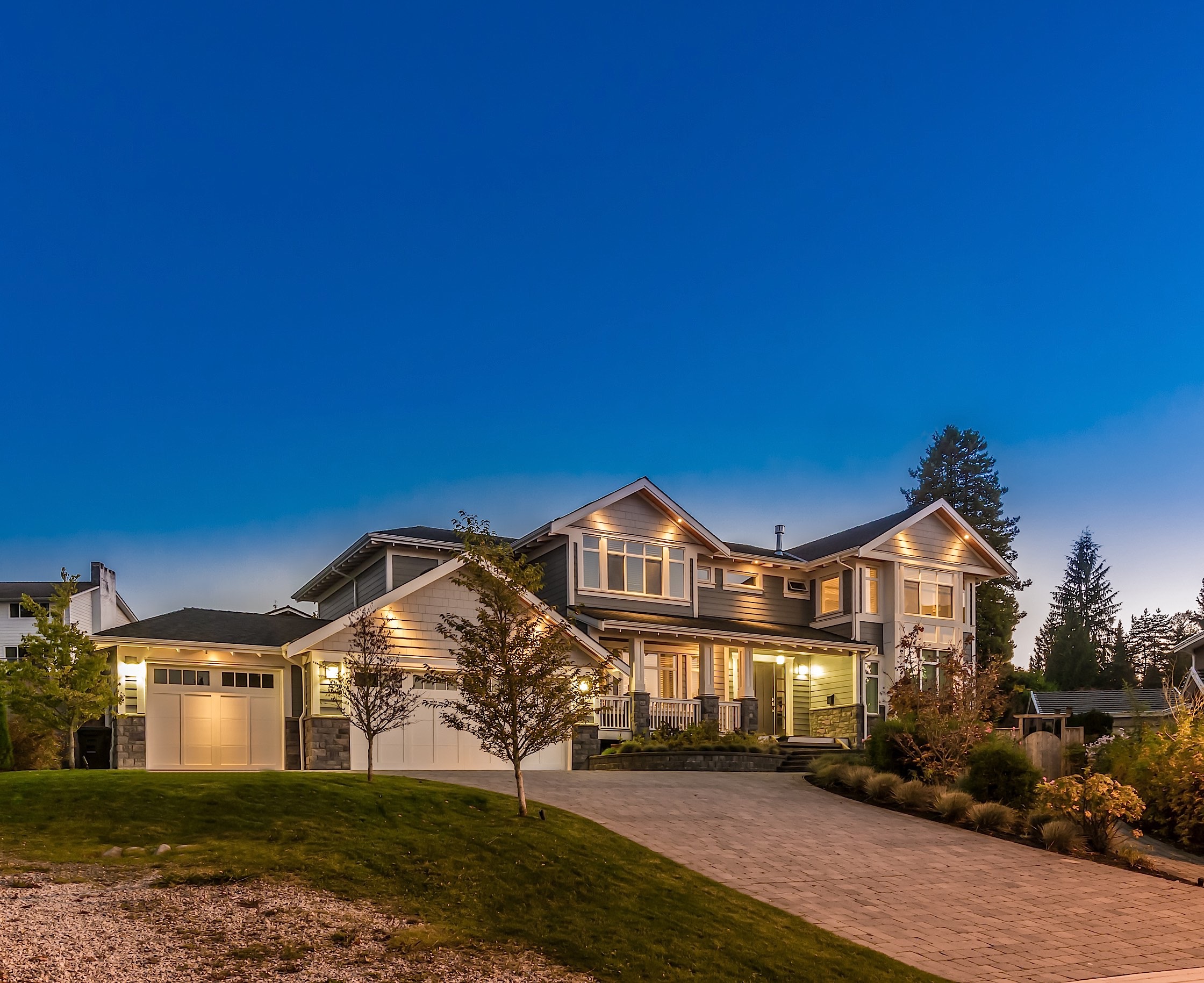 Luxurious house at dusk.