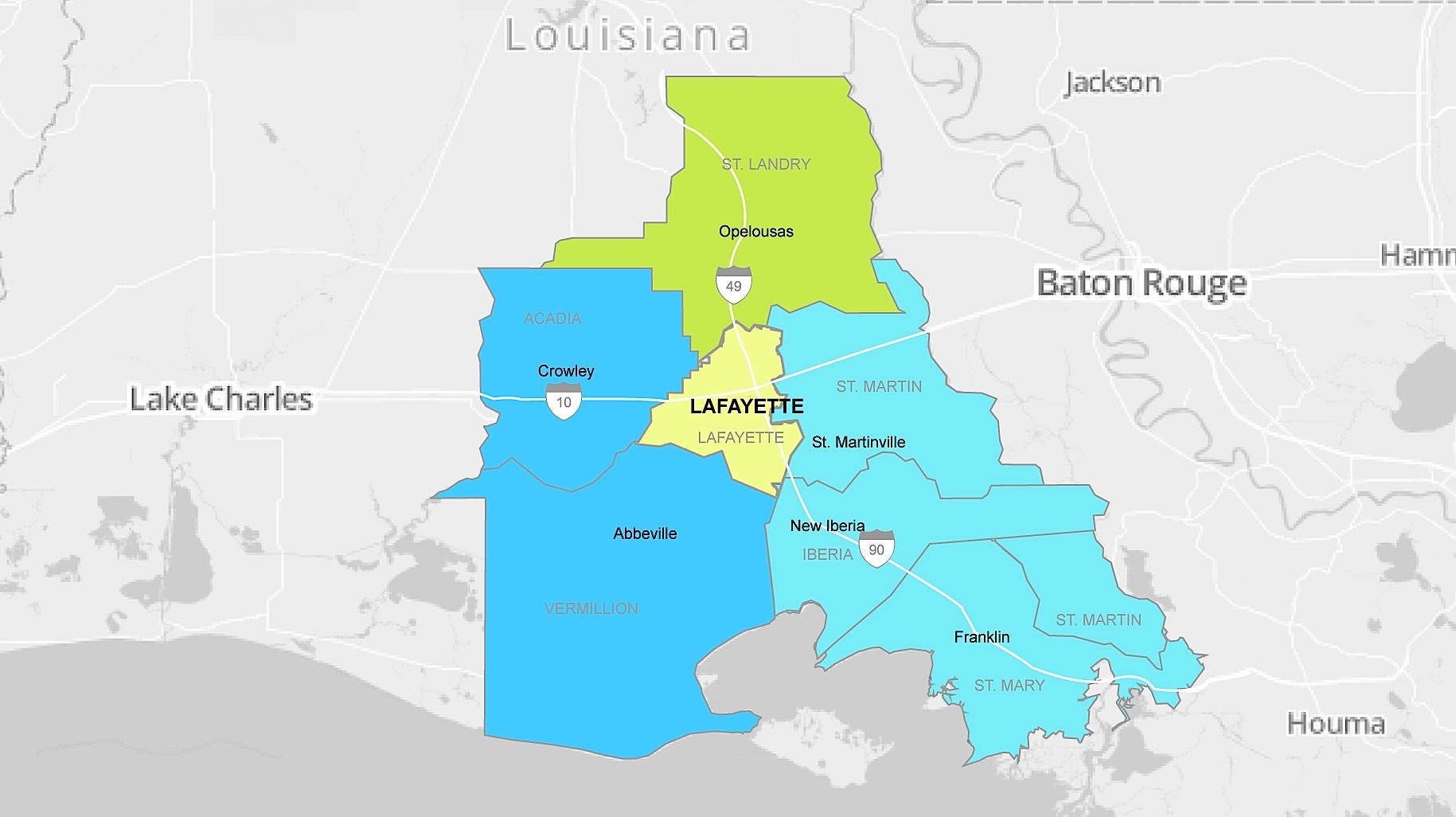 Map of Lafayette neighborhoods