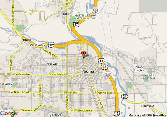 Map of Yakima, WA neighborhoods.