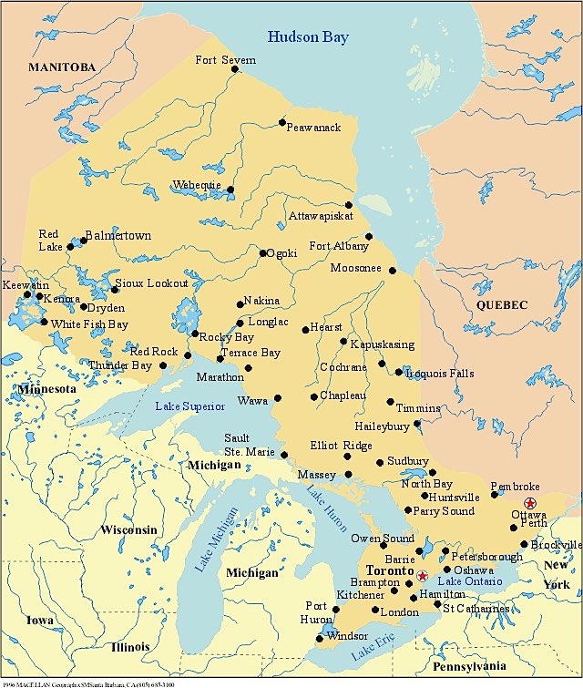 Map of Ontario cities
