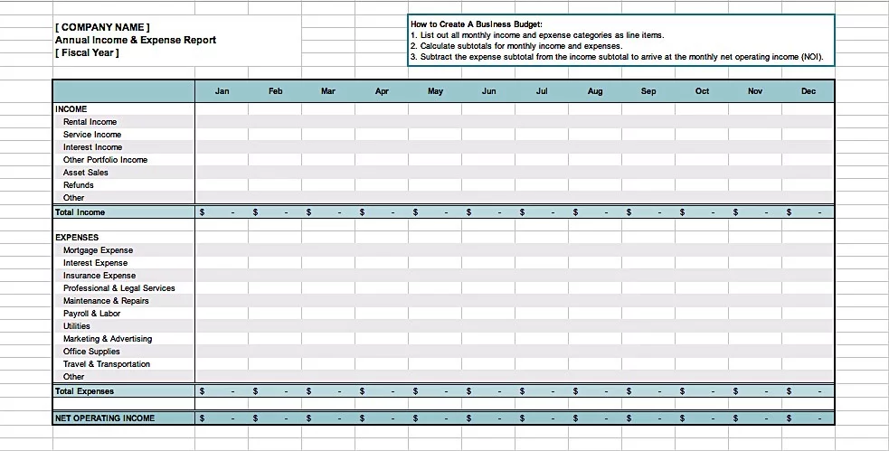 small business budget template